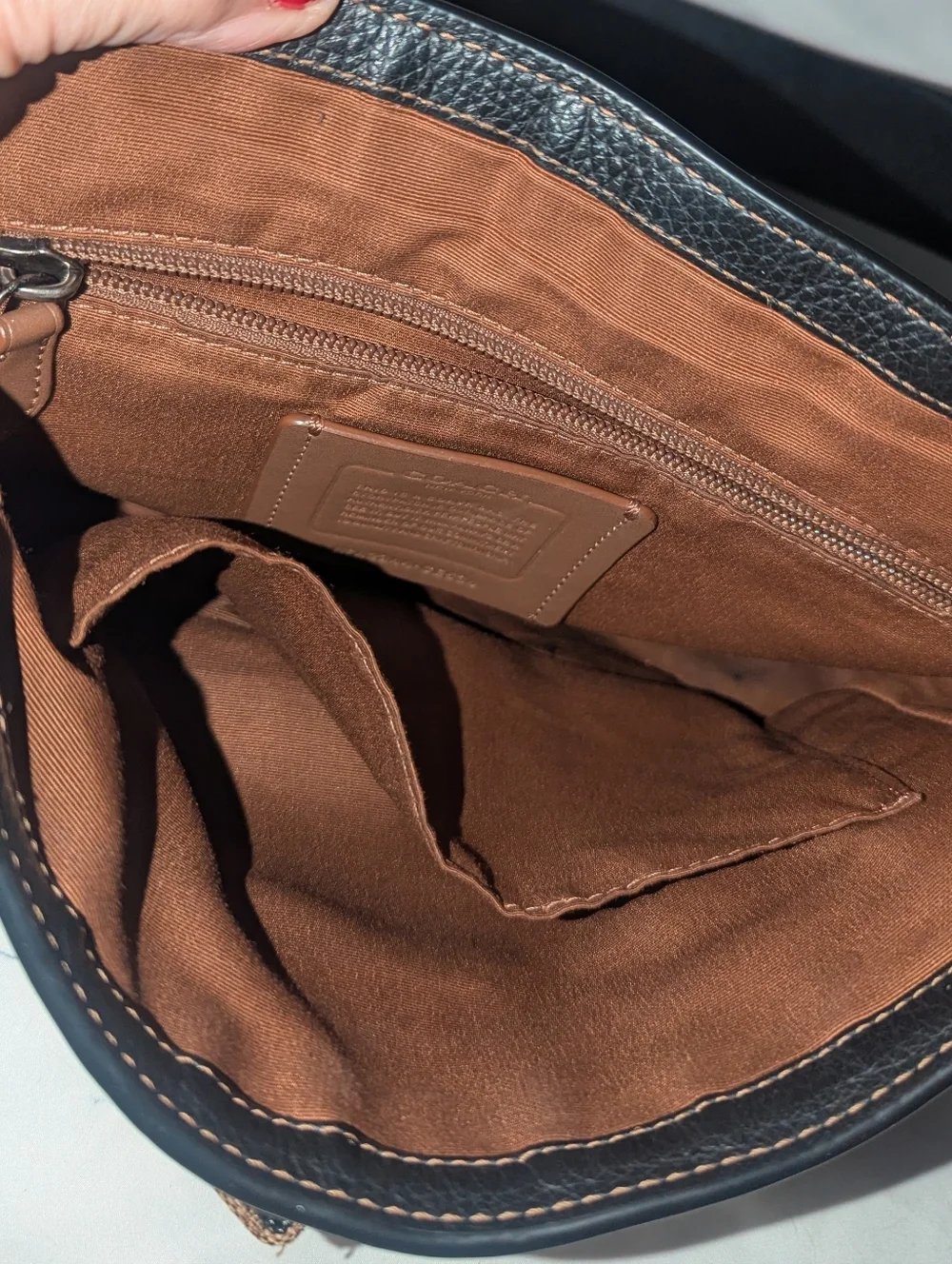 Coach Sprint Map Bag 25 Black Leather & Brown Signature Messenger Bag